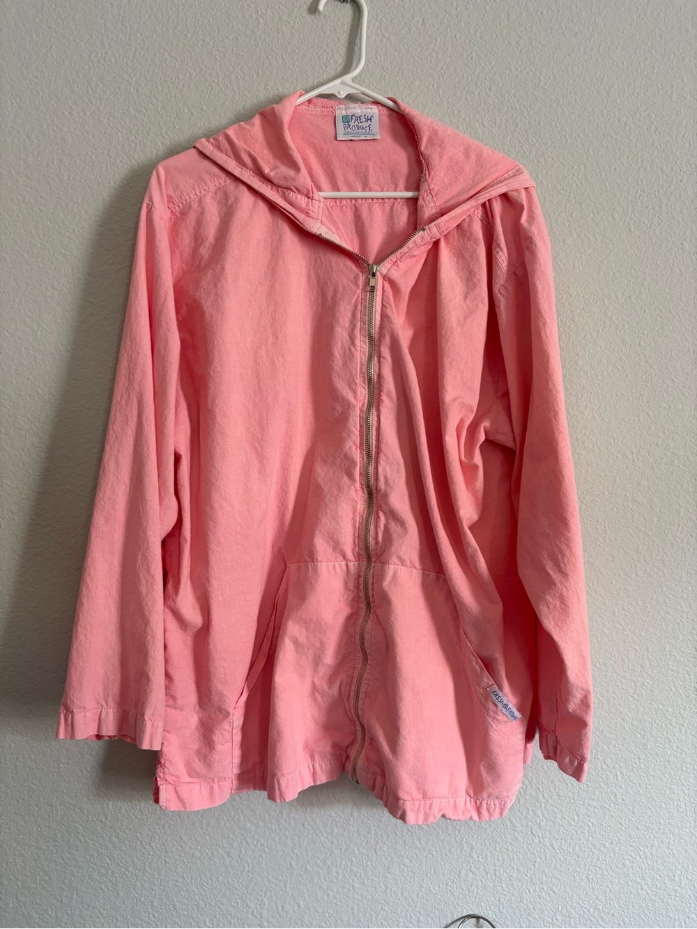 French Produce Lightweight Vintage Pink Zip-Up Hooded Jacket